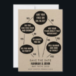Funny Flow Chart Wedding Save the Date<br><div class="desc">Save the Date werden Ihre Gäste dadurch zum Lachen gebracht,  während Sie ihnen auch Ihr Hochzeitstermin mitteilen! Klicken Sie auf die Schaltfläche "Bearbeiten mit dem Entwurfstool",  um die Textfarben,  die Hintergrundfarbe und vieles mehr zu bearbeiten.</div>