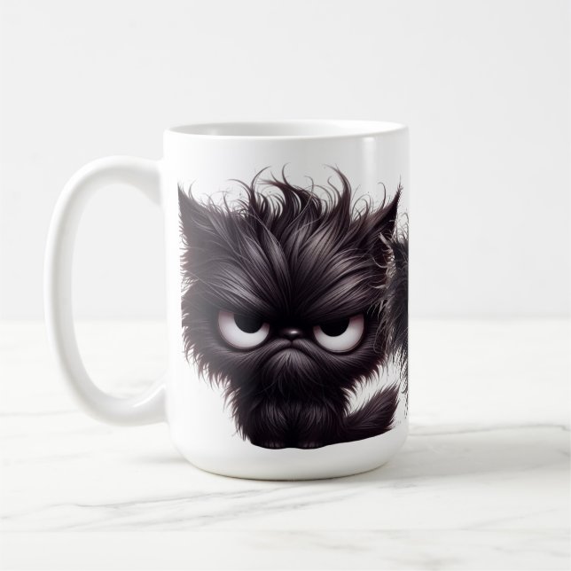 FUNNY FLUFFY ANGRY BLACK KITTENS KAFFEETASSE (Links)