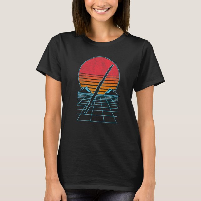 Funny Flute Player Flutist 80er 90s Retro Sunset T-Shirt (Vorderseite)