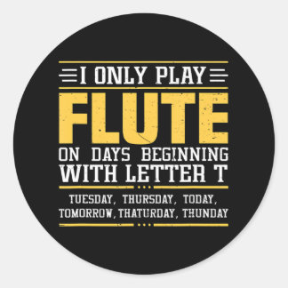 Funny Flute Player Flutist Runder Aufkleber