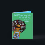 Funny Fly Word Art African American Mother Day Karte<br><div class="desc">Diese lustige Muttertagskarte zeigt eine afroamerikanische Frau mit inspirierender Wortkunst in ihren Haaren und auf der Rampe ihres Jans. Holen Sie sich diese Karte mit viel Persönlichkeit für eine Mutter,  die Sie heute kennen,  und zeigen Sie ihnen Ihre Wertschätzung.</div>