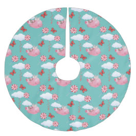 Funny Flying Pig Muster Polyester Weihnachtsbaumdecke