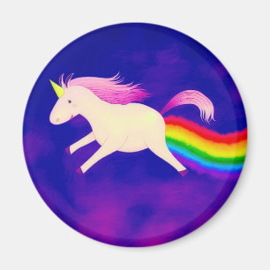 Funny Flying Unicorn Fargend a Rainbow Magnet