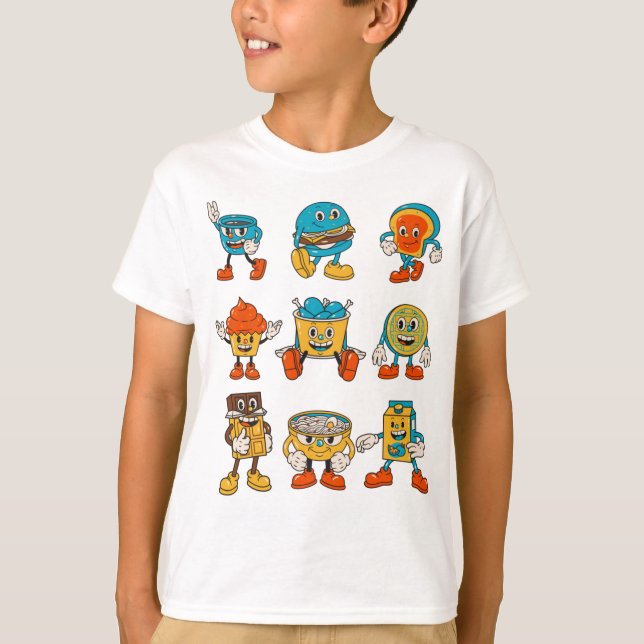 Funny Food Cartoon Character T-Shirt (Vorderseite)
