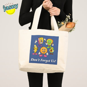 Funny Food Cartoon Charaktere Jumbo Stoffbeutel