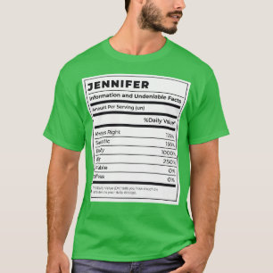 Funny Food Label weibliche Zutaten JENNIFER T-Shirt