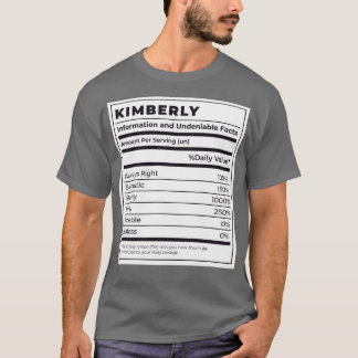 Funny Food Label Weibliche Zutaten KIMBERLY T-Shirt