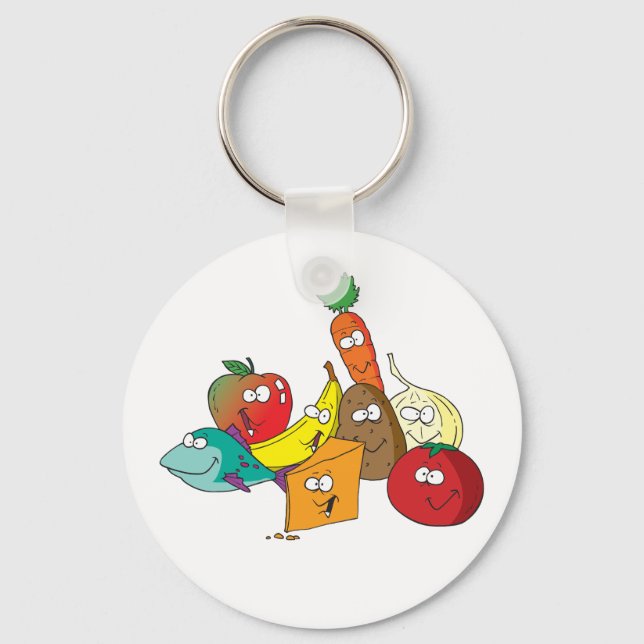 Funny Food mit Gesichtern Schlüsselanhänger (Vorderseite)