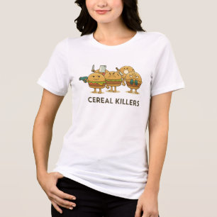 Funny Food Pun - Zerealien Killer Cartoon Burger Tri-Blend Shirt