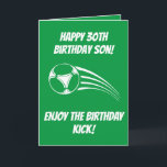 Funny Football Green Son 30. Geburtstag Karte<br><div class="desc">Funny Football Green Son 30. Geburtstag, ein einzigartiges Design für jeden, der etwas Besonderes für seinen Sohn zu seinem Geburtstag sucht. Das Design verfügt über eine lustige Fußball-Grafik vorne mit anpassbarem Text, den Sie personalisieren können. Zögern Sie also nicht, ihn zu personalisieren, um Ihre eigene Geburtstagseinladung zu machen. Wenn Sie...</div>