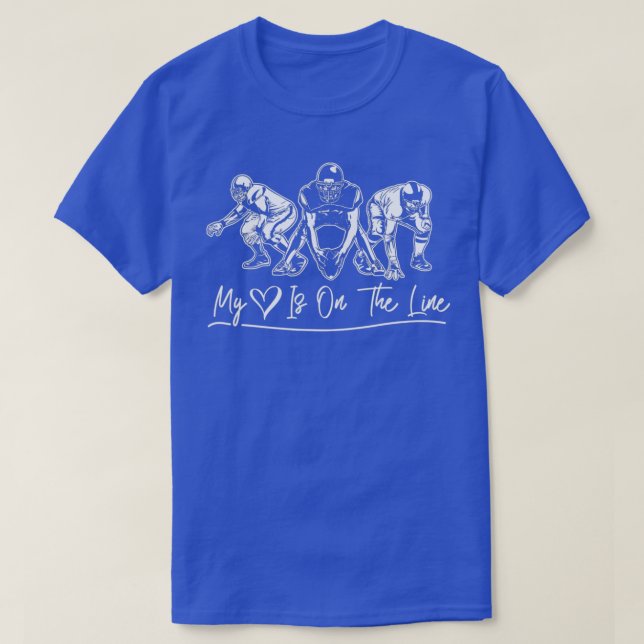 Funny Football Mein Herz ist on line Offensive Lin T-Shirt (Design vorne)