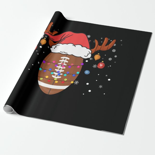 Funny Football Rentier Weihnachtsmannmütze Weihnac Geschenkpapier (Ungerollt)