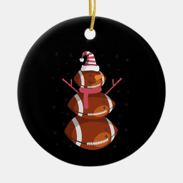 Funny Football Rugby Snowman Christmas New Year Keramik Ornament (Vorne)