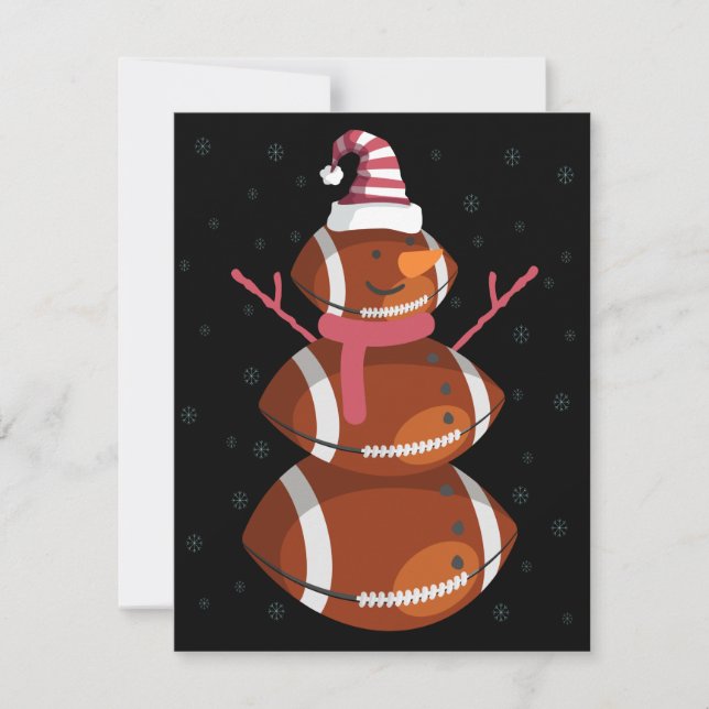 Funny Football Rugby Snowman Weihnachten Neues Jah Mitteilungskarte (Vorderseite)