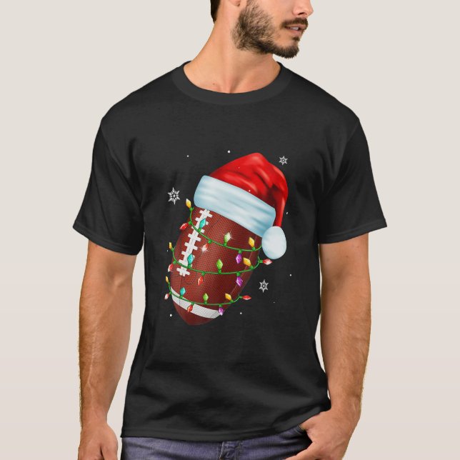 Funny Football Snowman Weihnachtsbaum Pajamas T-Shirt (Vorderseite)
