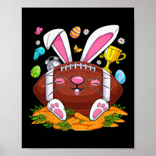 Funny Football und Bunny Face Eggs Happy Easter Da Poster
