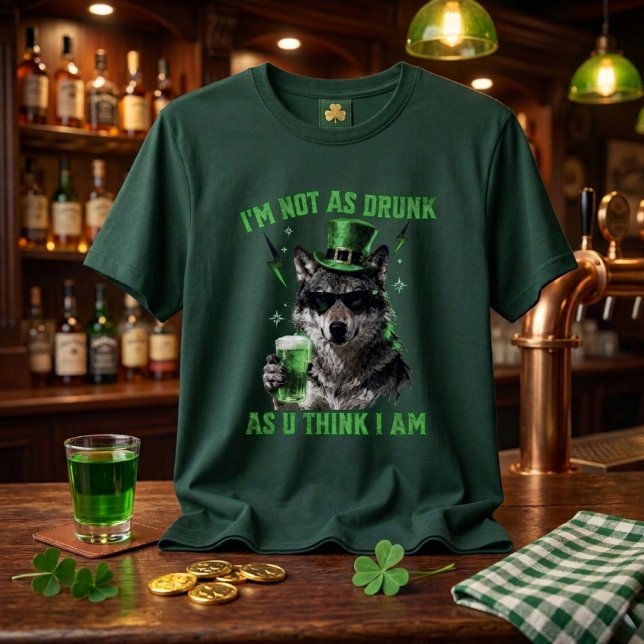 Funny Forest Green I'm Not As Drunk Wolf St Paddy T-Shirt (Von Creator hochgeladen)