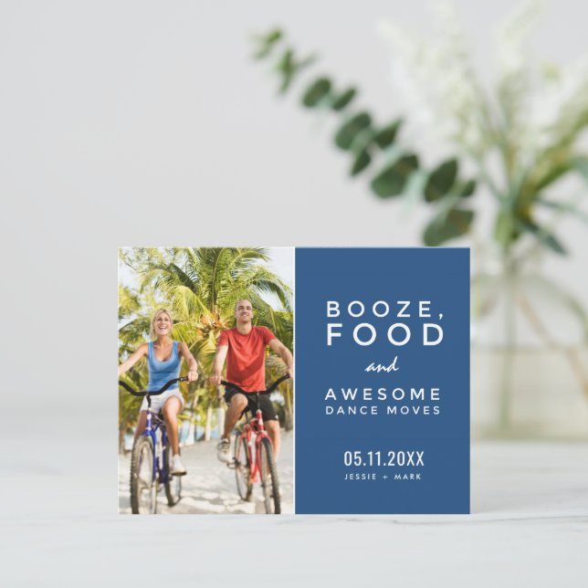 Funny Foto Beach Wedding Key West Save the Date Ankündigungspostkarte (Stehend Vorderseite)