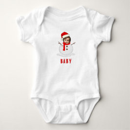 Funny Foto Face Snowman Weihnachten Baby Strampler