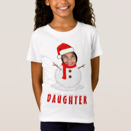 Funny Foto Face Snowman Weihnachten T-Shirt