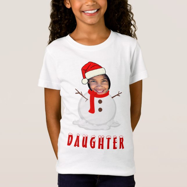 Funny Foto Face Snowman Weihnachten T-Shirt (Vorderseite)