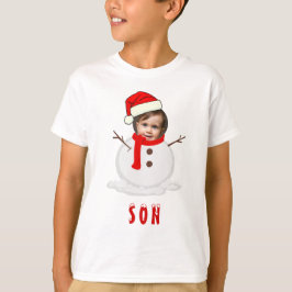 Funny Foto Face Snowman Weihnachten T-Shirt