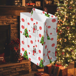 Funny Foto Face White Red Green Snowman Xmas Mittlere Geschenktüte