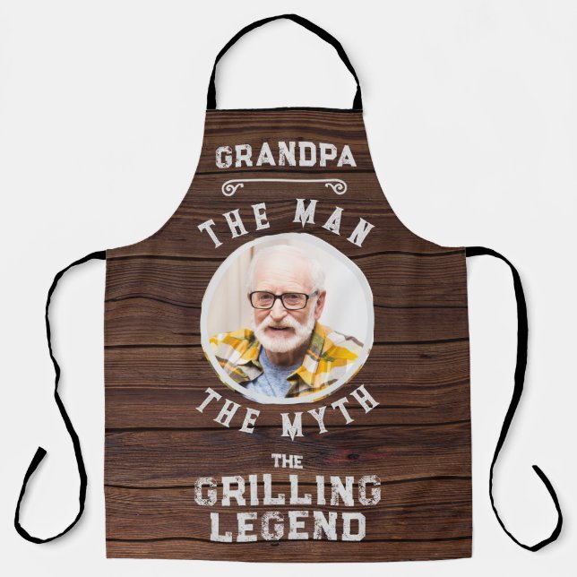 Funny Foto Grandpa Man Myth Grilling Legende Schürze (Vorderseite)