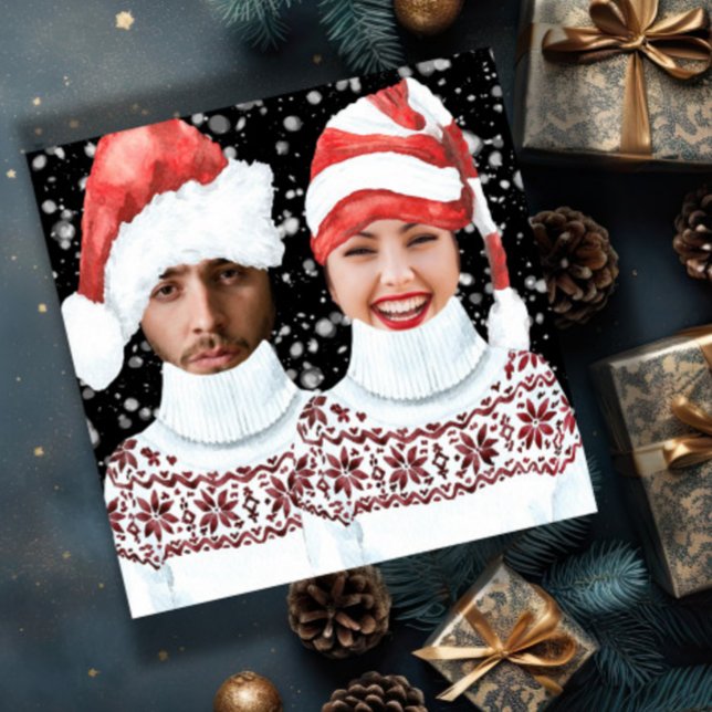 Funny Foto Personalisiert Weihnachten (Funny Photo Personalized Christmas cards from Ricaso. Santa and Elf upload your own photos)