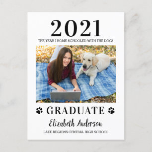 Funny Foto Zuhause School Dog Class 2021 Abschluss Einladungspostkarte