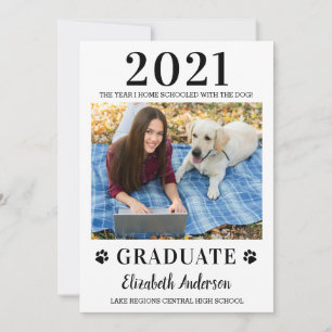 Funny Foto Zuhause School Dog Class 2021 Graduate Ankündigung