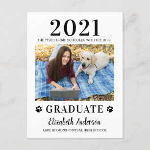 Funny Foto Zuhause School Hunde Klasse von 2021 Ab Ankündigungspostkarte