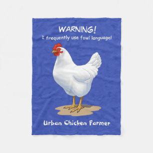 Funny Fowl Language Urban Chicken Bauer Fleecedecke
