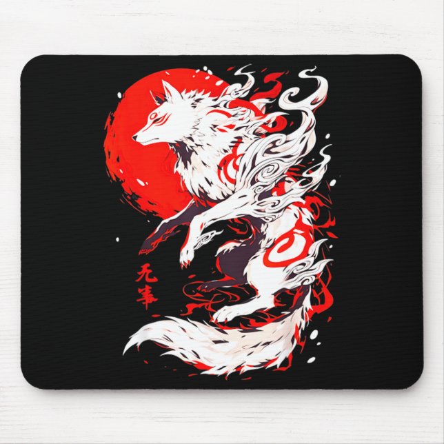 Funny Fox Animal Cute Okami Basic Japan Style Retr Mousepad (Vorne)