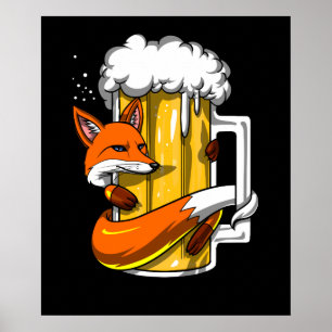Funny Fox Beer Drink Animal Funny Funny Party Poster