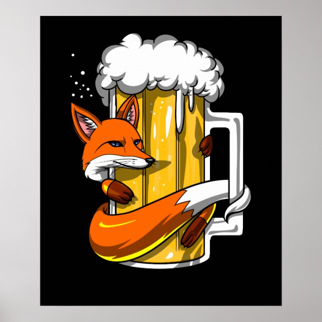 Funny Fox Beer Drink Animal Funny Funny Party Poster (Vorne)