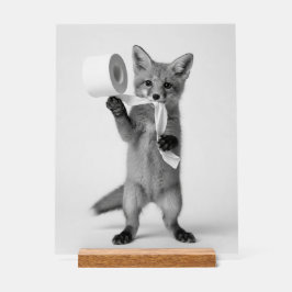 Funny Fox Holding Toilet Paper Minimalist Wildlife