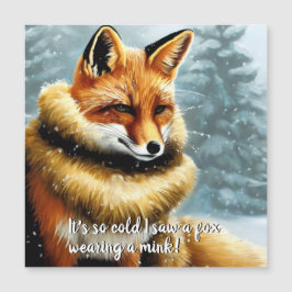 Funny Fox in Mink New Year's Eve Magneteinladung