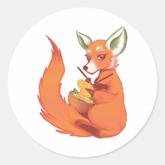 Funny Fox Knitter Runder Aufkleber (Vorderseite)