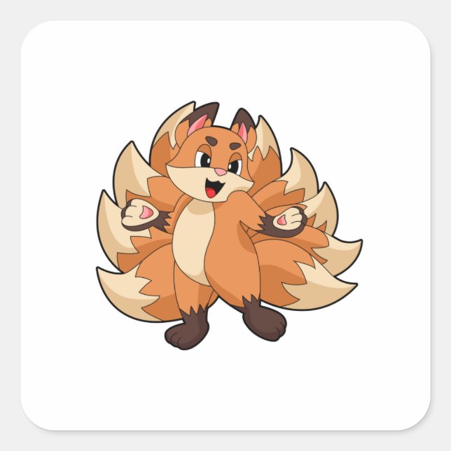 Funny Fox Quadratischer Aufkleber (Vorderseite)