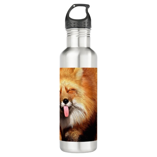 Funny Fox Sticken Es ist Zunge-Out Edelstahlflasche (Vorderseite)