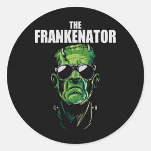 Funny Frankenstein, Frankenator Halloween Horro Runder Aufkleber