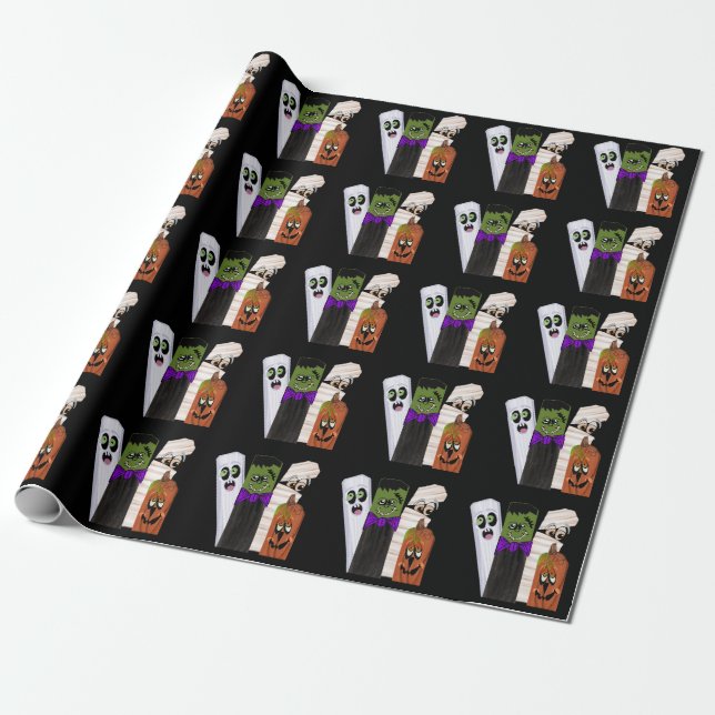 Funny Frankenstein Ghost Pumpkin Invisible Man Geschenkpapier (Ungerollt)