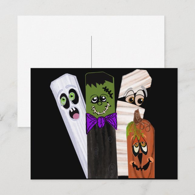 Funny Frankenstein Ghost Pumpkin Invisible Man Postkarte (Vorne/Hinten)