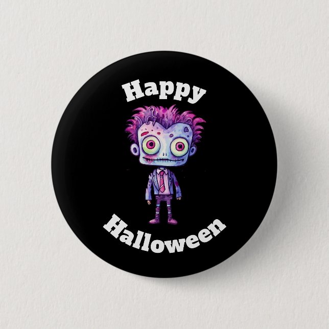 Funny Frankenstein Monster Halloween Spaß Button (Vorderseite)