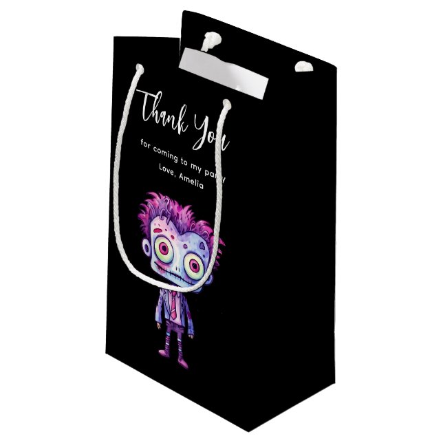 Funny Frankenstein Monster Halloween Spaß Danke Kleine Geschenktüte (Rückseite Schrägansicht)