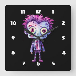 Funny Frankenstein Monster Halloween Spaß Quadratische Wanduhr