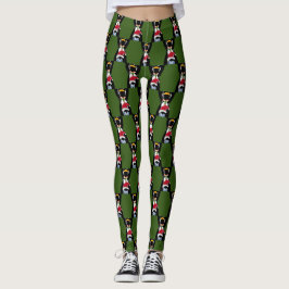 Funny Frazzled Christmas Pinguine on Green Leggings