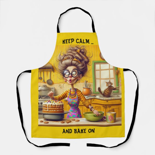 Funny Frazzled Lady Baker Cartoons Schürze (Vorderseite)