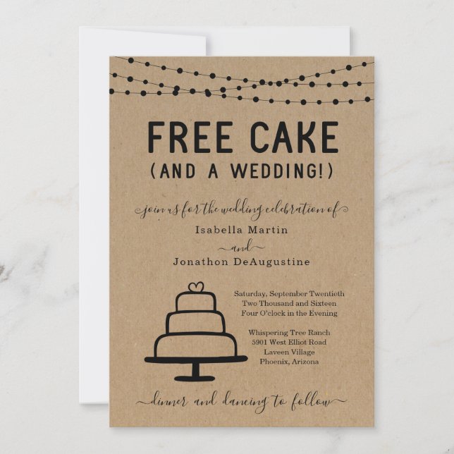 Funny Free Cake et une Faire-part de mariage (Devant)